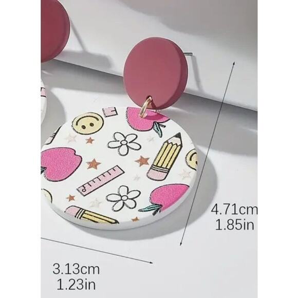 Fun teacher earrings  Apple Pencil - Picture 2 of 2